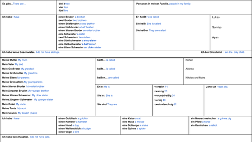 KS3 German Sentence Builder - ECHT Unit 2 Meine Welt