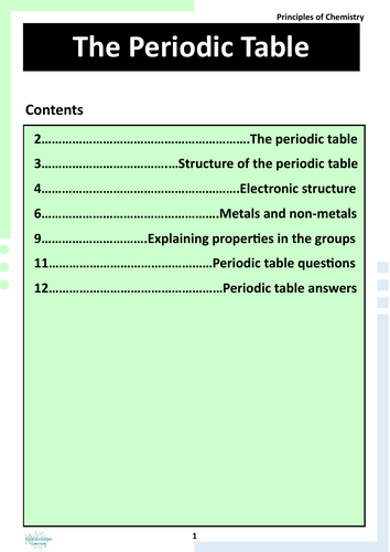 Periodic Table Revision Booklet