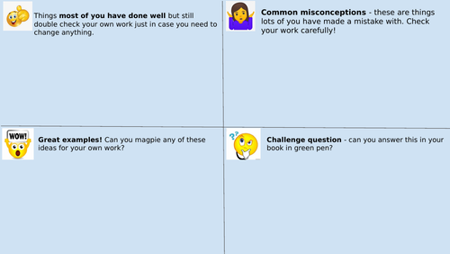 Whole class feedback grid