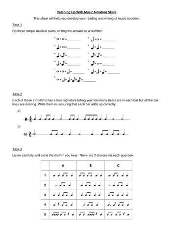 KS3 Music Notation Revision Sheet