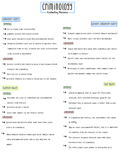 WJEC Criminology Evaluating Theories