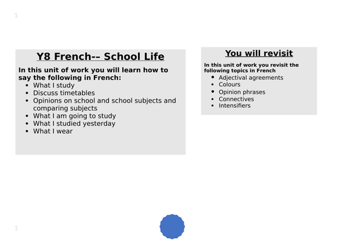 My School / Mon College - Sentence Builder - French - KS3