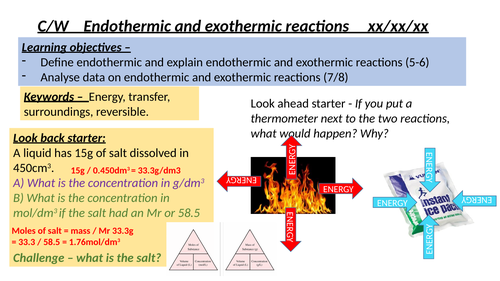 Exo and Endothermic reactions GCSE