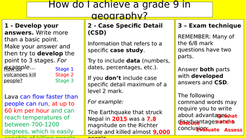 How to achieve a grade 9 in geography