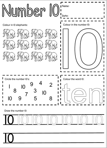 Numbers 1 to 10 worksheets
