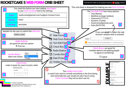 RocketCake 5 Web Forms Crib Sheet