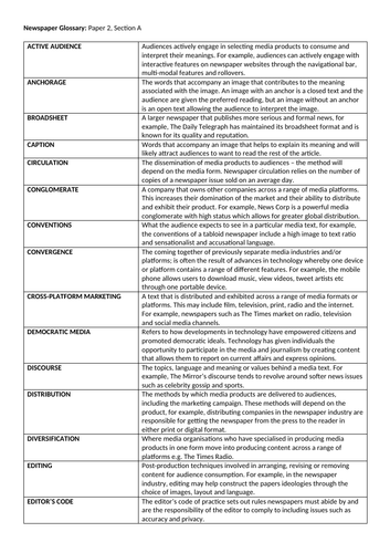 Newspaper Glossary