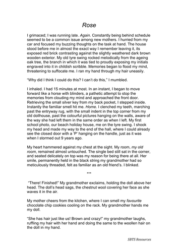 The Craft of Writing - Sample Imaginative Response