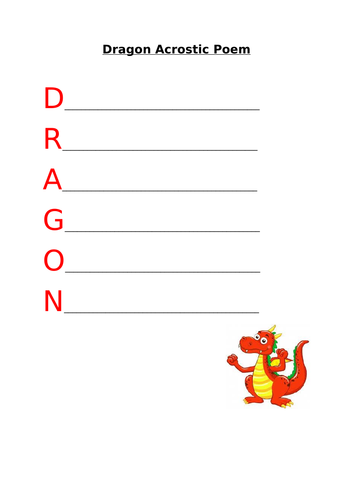 Dragon Acrostic Poem Template