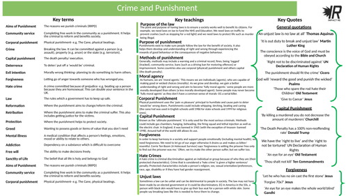 Crime and Punishment Knowledge Organiser