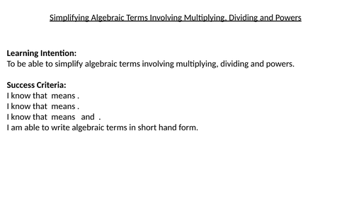 Simplifying Algebraic Terms