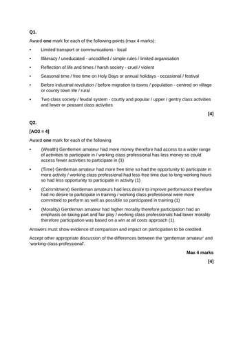 AQA A Level PE Year 2 Sociology assessments