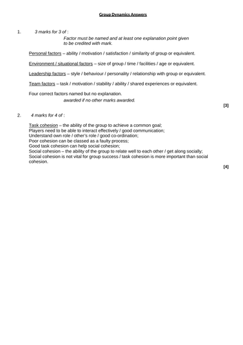 AQA A Level PE - Psychology Group Dynamics and Cohesion