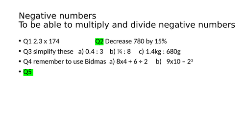 Bidmas with negative numbers