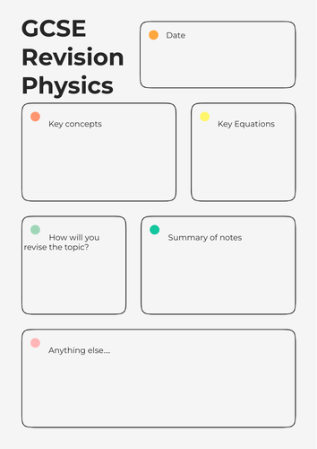 Physics GCSE Revision Notes template printable 