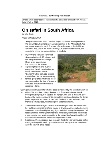 GCSE Language Paper 2 Walking, Talking, Mock SOW