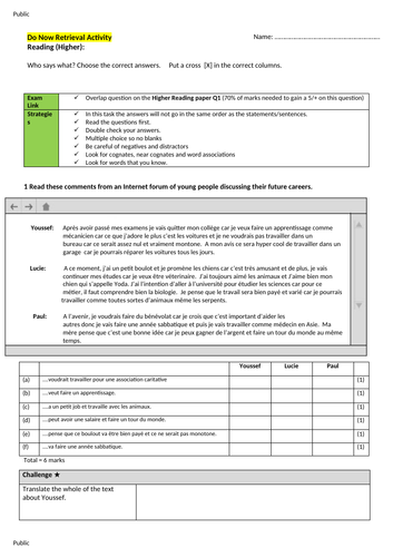 Future plans reading GCSE F/H new GCSE from 2026 exams style