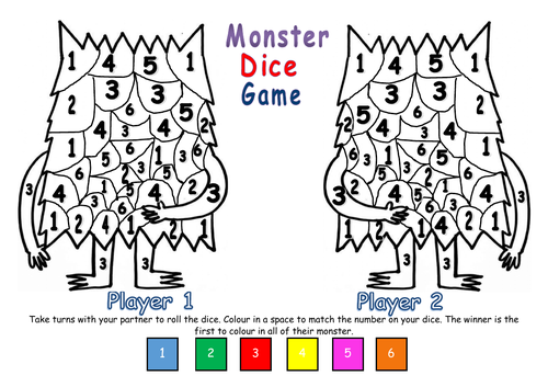 Number recognition Activity related to Colour Monster