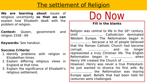 The settlement of religion
