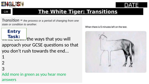 Exploring structure and transitions through 'The White Tiger' English Language GCSE