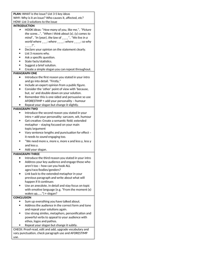 Writing Structure Strip q5 Language paper 2 Speech Letter Article ...