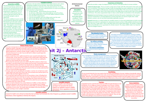 AS Environmental science Antarctica knowledge organiser