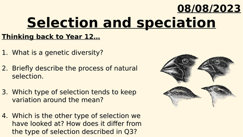 AQA A LEVEL BIOLOGY - SELECTION & SPECIATION
