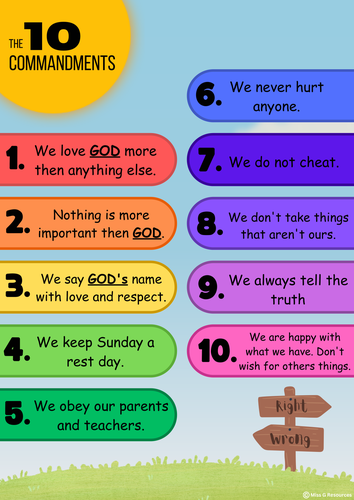Classroom rules, 10 Commandments, poster