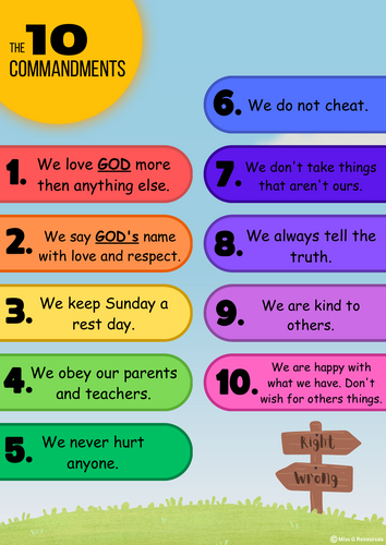 Classroom rules, 10 commandments, poster