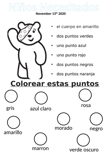 Spanish Children in Need Worksheet