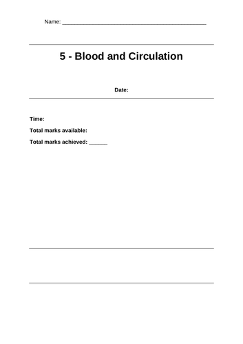 Topic 5 - Blood and Circulation