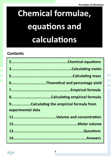 Chemical Formulae and Calculations Revision Booklet