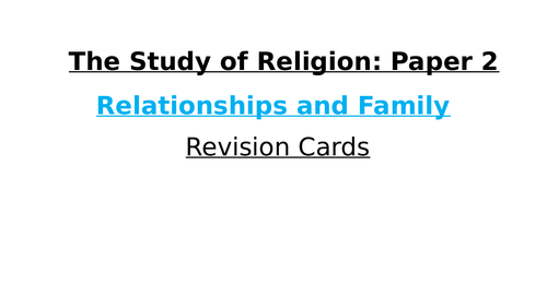 AQA Religious Studies Revision Cards - Theme A