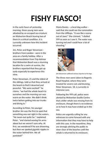 Newspaper report model text