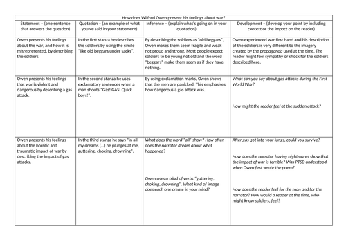 Dulce et decorum est - Essay Grid