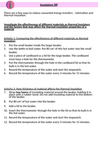 Insulators Required Practical