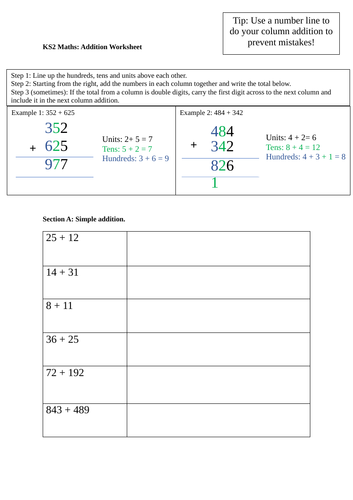 KS2 Maths: Column Addition