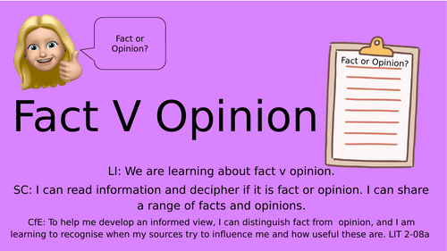 Reading - Fact V Opinion