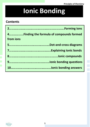 Ionic Bonding Revision Booklet
