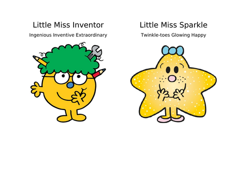 Little Miss & Mr Men Characters for Student Board