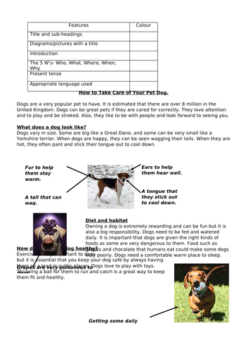 Non-chronological report- identify features