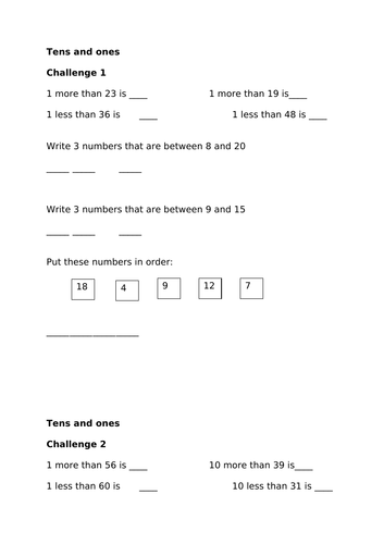 Identify one more and one less