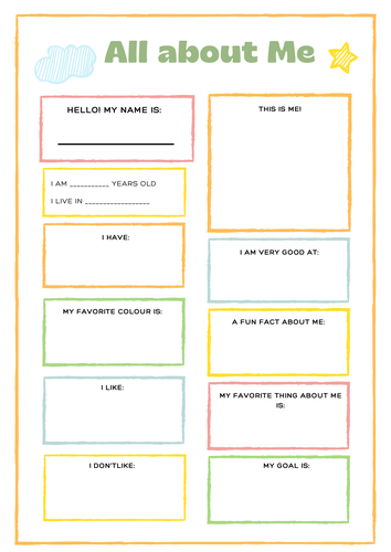 Transition- All About Me | Teaching Resources