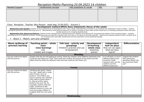 Autumn 1st half planning week 4 - week 8