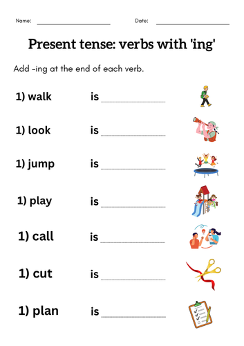 adding ing to verbs worksheet grade 1 2 3 - grammar ing verbs activity book