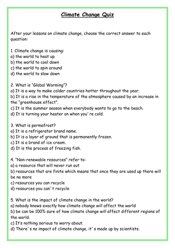 Climate Change Quiz