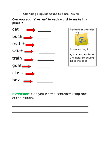 Changing singular nouns to plural nouns- Phase 6