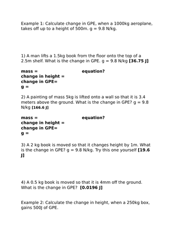 AQA P1.4 Gravitational potential energy