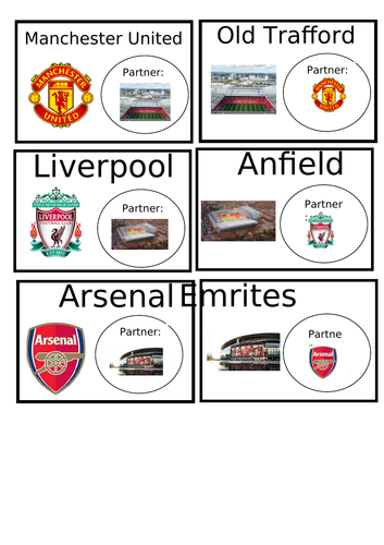 Partner Cards - Footballers and Teams