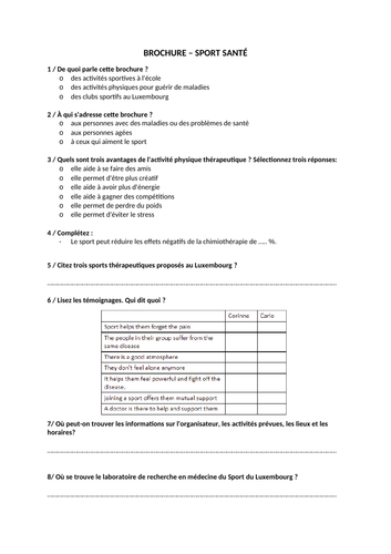 Text type - Brochure/dépliant - IB French B SL